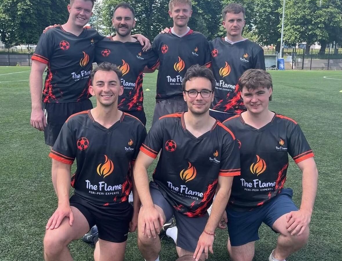 The Stoneybatter Festival 5-a-side team in their black and orange Flame jerseys